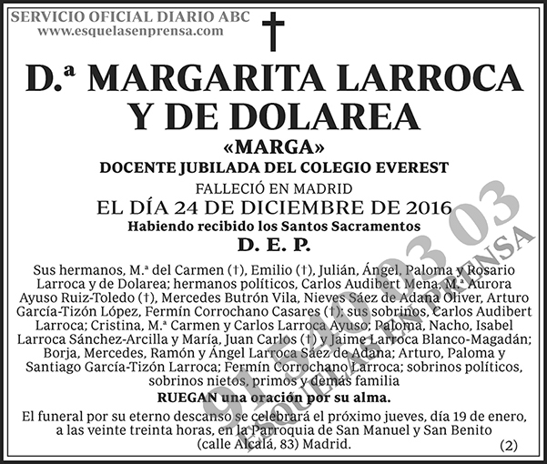 Margarita Larroca y de Dolarea